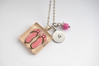 Hand Stamped Initial Charm Necklace